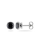 Concerto 14KW 2ct TDW Black Diamond Solitaire Earrings Traditional-Basket - BLACK
