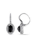Concerto 2 CT Black and White Oval and Round Diamonds TW Leverback 14k White Gold Earrings - BLACK DIAMOND