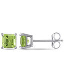 Concerto 14KW .625ct TGW 4 by 4mm Square Peridot Earrings - GREEN