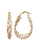 Fine Jewellery 14K Tri-Tone Gold Twist Hoop Earrings - GOLD