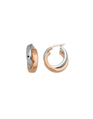 Fine Jewellery 14K Two-Tone Gold Crossover Hoop Earrings - GOLD