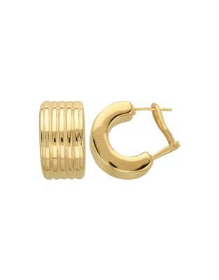 Fine Jewellery 14k Yellow Gold Ribbed Huggie Earrings - YELLOW GOLD