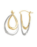 Fine Jewellery 14K Two-Tone Oval Hoop Earrings - GOLD
