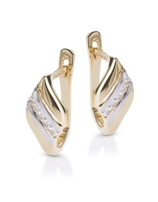 Fine Jewellery 14K Yellow Gold Diagonal Latch Back Earrings - CUBIC ZIRCONIA