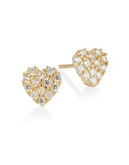 Fine Jewellery 14K Yellow Gold Heart Stud Earrings - CUBIC ZIRCONIA