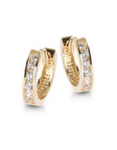 Fine Jewellery Small Huggie 14K Yellow Gold Earrings - CUBIC ZIRCONIA