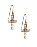 Fine Jewellery 14K Yellow Gold Cross Drop Earrings - CUBIC ZIRCONIA