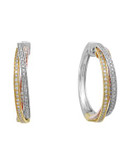Effy 14K Tri-Color Diamond Twisted Hoop Earrings-TRI - TRI-COLOUR