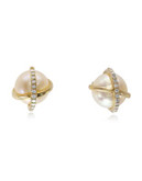 Effy Diamond and Cultured Freshwater Pearl 14K Gold Earrings - PEARL