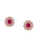 Effy Ruby Diamond and 14K Rose Gold Flower Earrings - RUBY