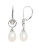 Honora Style Button Pearl and Diamond Drop Earrings - WHITE