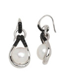 Honora Style Pearl and Spinel Open Teardrop Earrings - WHITE