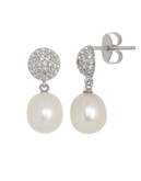 Honora Style Topaz Ball Pearl Drop Earrings - WHITE