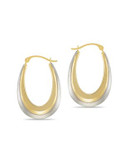 Fine Jewellery Two Tone Oval Hoops - TWO TONE GOLD