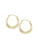 Fine Jewellery 14K Gold Wave-Design Hoop Earrings - YELLOW GOLD