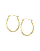 Fine Jewellery 14K Gold Twisted Oval Hoop Earrings - YELLOW GOLD