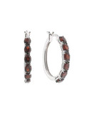 Fine Jewellery Garnet and Sterling Silver Hoop Earrings - GARNET
