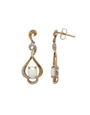 Town & Country 14K Yellow Gold Earrings with Opals and .066 Total Carat Weight Diamonds - OPAL