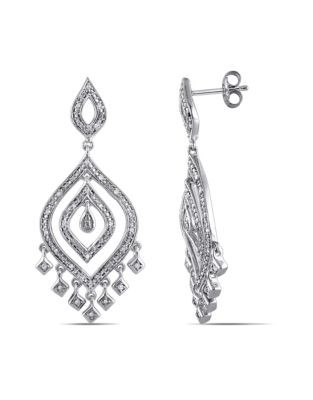 Concerto .25 CT Diamond and Sterling Silver Vintage Drop Earrings - DIAMOND