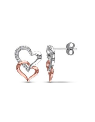 Concerto Diamond Two-Tone Double Heart Earrings - DIAMOND