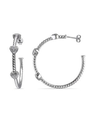 Concerto Diamond Sterling Silver Heart Hoop Earrings - DIAMOND