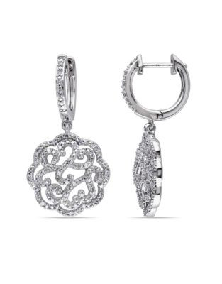 Concerto Diamond Flower Sterling Silver Earrings - DIAMOND