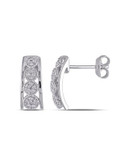 Concerto Diamond Sterling Silver Linear Drop Stud Earrings - DIAMOND