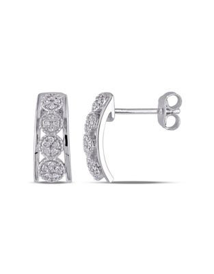 Concerto Diamond Sterling Silver Linear Drop Stud Earrings - DIAMOND
