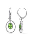 Concerto Sterling Silver and 0.12 TCW Diamond and Peridot Drop Earrings - PERIDOT