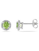 Concerto Sterling Silver and 0.07 TCW Diamond and Peridot Stud Earrings - PERIDOT