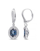 Concerto 7.75TCW Blue and White Topaz Dangle Earrings with Diamond Accent - TOPAZ