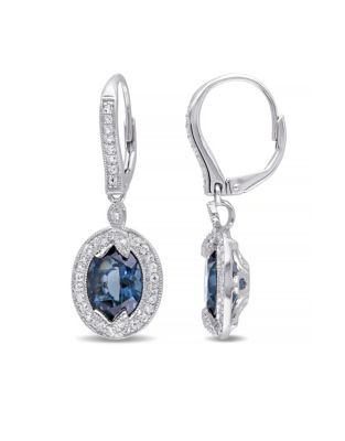 Concerto 7.75TCW Blue and White Topaz Dangle Earrings with Diamond Accent - TOPAZ