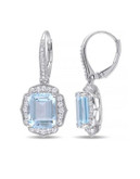 Concerto 9.40TCW Blue and White Topaz Dangle Earrings with Diamond Accent - TOPAZ
