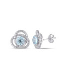Concerto Blue Topaz and Diamond Sterling Silver Orbit Stud Earrings - TOPAZ