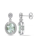 Concerto 4.75TCW Green Amethyst and Diamond Sterling Silver Drop Earrings - AMETHYST