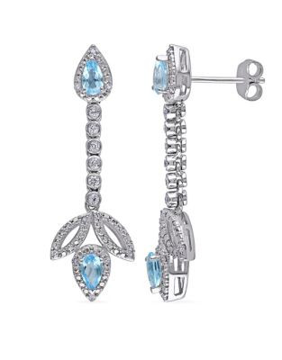 Concerto Sterling Silver and 0.16 TCW Diamond and Blue Topaz Earrings - TOPAZ