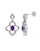 Concerto Sterling Silver and 0.16 TCW Diamond and Amethyst Clover Earrings - AMETHYST