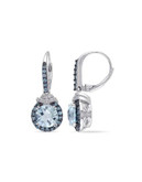 Concerto 0.1TCW Diamond and Blue Topaz Sterling Silver Drop Earrings - BLUE