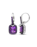 Concerto 0.1TCW Diamond and Amethyst Sterling Silver Drop Earrings - AMETHYST