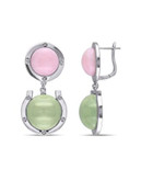 Concerto Diamond Pink Opal and Prehnite Dangle Earrings - GREEN