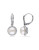 Concerto Sterling Silver Freshwater Pearl and 0.20 TCW Diamond Halo Drop Earrings - WHITE