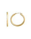 Fine Jewellery 14K Yellow Gold Engraved Hoop Earrings - YELLOW GOLD