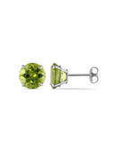 Concerto 14KW 4ct TGW 8mm Round Peridot Basket 4-Prong Solitaire Earrings - GREEN