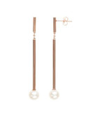 Honora Style 7MM-8MM Pearl and 14K Rose Gold Linear Drop Earrings - WHITE