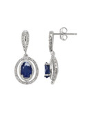Fine Jewellery 14K White Gold Sapphire Earrings - BLUE