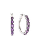 Fine Jewellery Amethyst and Sterling Silver Hoop Earrings - AMETHYST