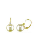 Concerto 14KY .1ct TDW 9-10mm Golden South Sea Pearl Leverback Earrings - PEARL