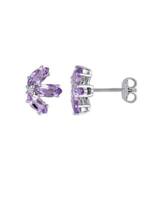 Concerto Sterling Silver Amethyst and White Topaz Stud Earrings - TOPAZ