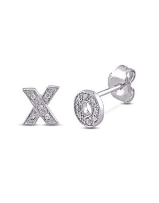 Concerto Diamond XO Sterling Silver Stud Earrings - DIAMOND