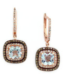 Effy 14k Rose Gold White And Espresso Diamond and Aquamarine Earrings-MULTI - MULTI-COLOURED